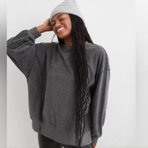 Aerie The Chill Cozy Crewneck, charcoal gray, size XL